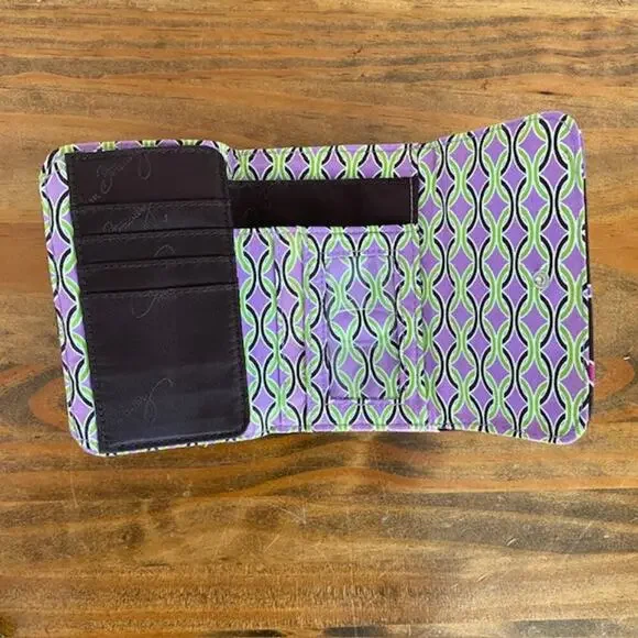 Vera Bradley Euro Wallet in Purple Punch + Double Tassle Keychain and 2 Lanyards - Picture 4 of 5